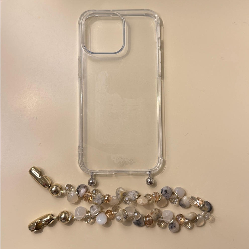 OSSA NY Clear Phone Case with Beaded Straps (x3) iPhone 15 pro max